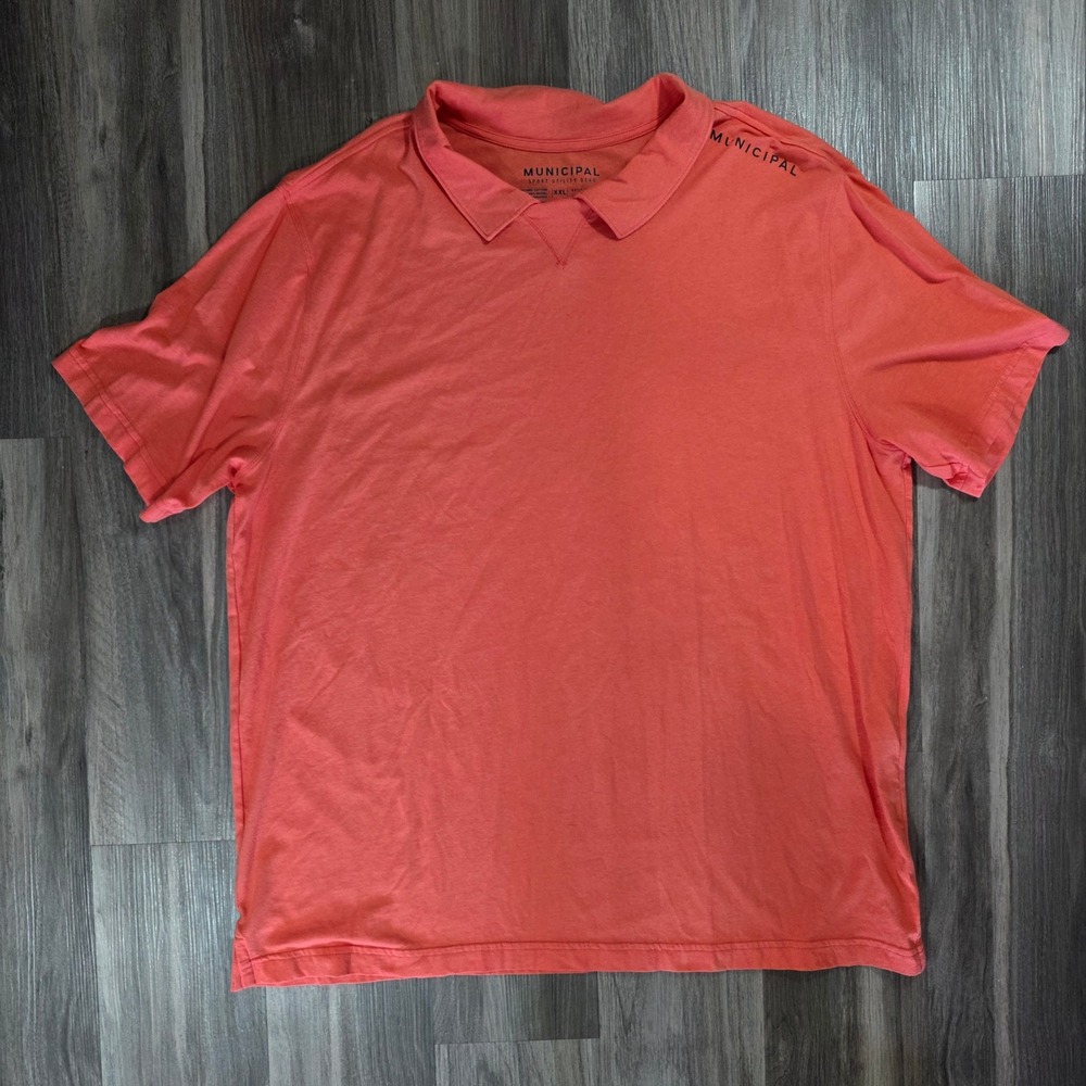 Municipal Sport Utility Gear Mens XXL Coral Pink Short Sleeve Polo Shirt Cotton